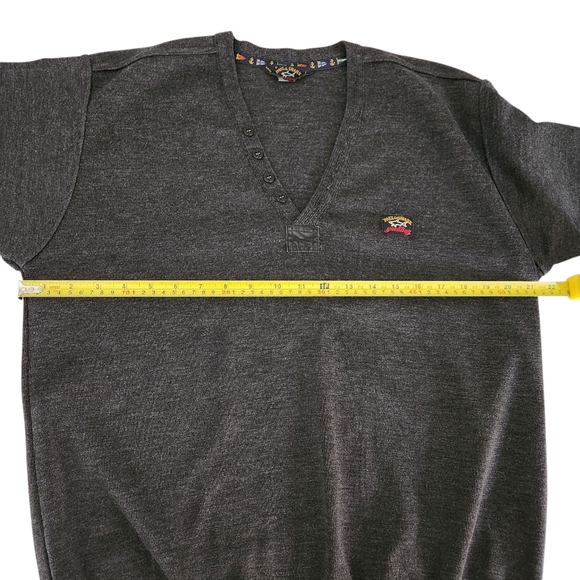 PAUL & SHARK dark gray knit v-neck sweater pullover large - Picture 11 of 14